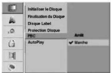 Initialiser le Disque Finalisation du Disque Disque Label Protection Disque PBC AutoPlay Amit ✓ Marche