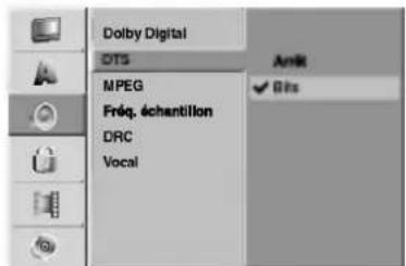 Dolby Digital OTS AnR MPEG Fréd. échantillon DRC Vocal ✓ Bits