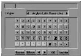 Langue: Anglasi,atin Majuscules 1 2 3 4 5 6 7 8 9 0 A B C D E F G H I J K L M N O P Q R S T U V W X Y Z * E C D - * - - - * b * Escape EFFICIER OK ANSLIN