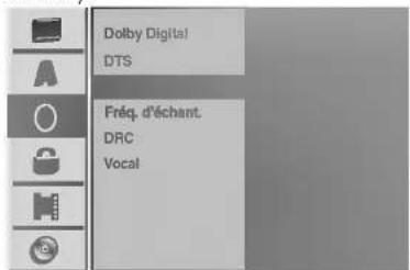 Dolby Digital DTS Freq. d'échant. DRC Vocal