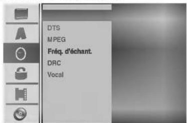 DTS MPEG Fréq. d'échant. DRC Vocal