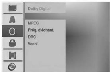 Dolby Digital MPEG Fréq. d'échant. DRC Vocal