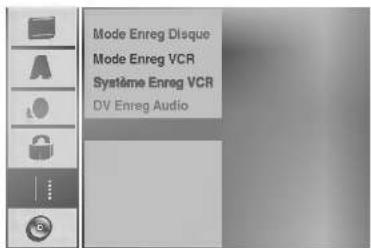 Mode Enreg Disque Mode Enreg VCR Système Enreg VCR DV Enreg Audio