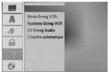 Mode Enreg VCR Système Enreg VCR DV Enreg Audio Chapitre automatique