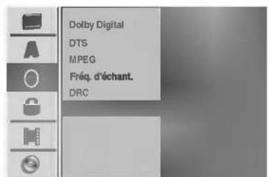 Dolby Digital DTS MPEG Fréq. d'échant. DRC