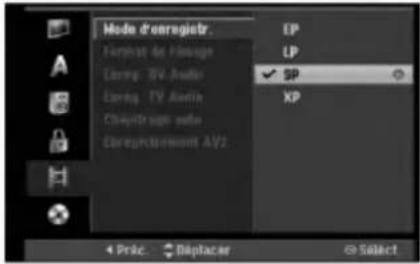 Mode d'arregistr Eupress de l'énergie Eupress TV Audio Eupress TV Audio Chayoutrage sur le Chayoutrage sur le SP XP 4 Préc. Déplacer Select