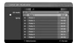 LG RC389HP - Options du menu liste audio - 1