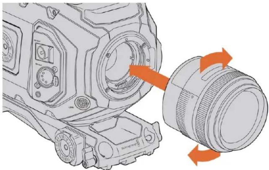 Blackmagic Design URSA Broadcast G2 - To attach an EF mount lens: - 1