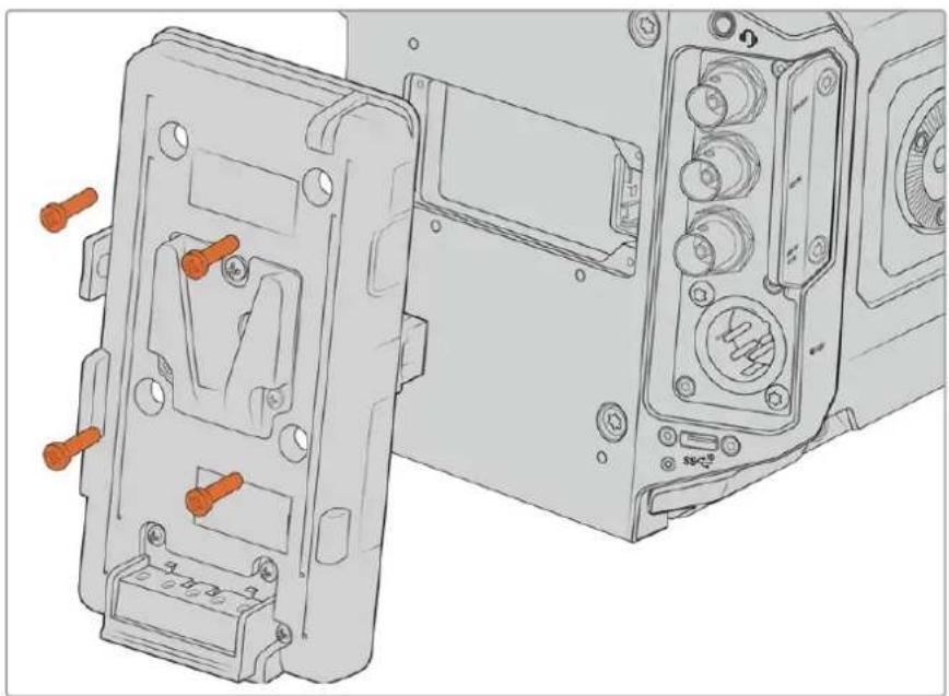 Blackmagic Design URSA Broadcast G2 - To replace the battery plate on your Blackmagic URSA Broadcast G2: - 1