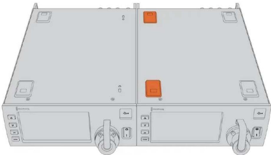 Blackmagic Design URSA Broadcast G2 - Preparing two Blackmagic Studio Fiber Converters for side by side installation into a rack: - 1