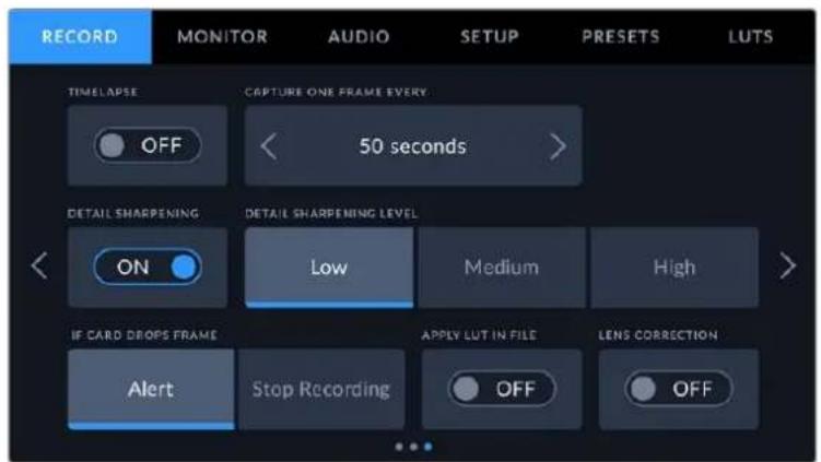Blackmagic Design URSA Broadcast G2 - Record Settings 3 - 1