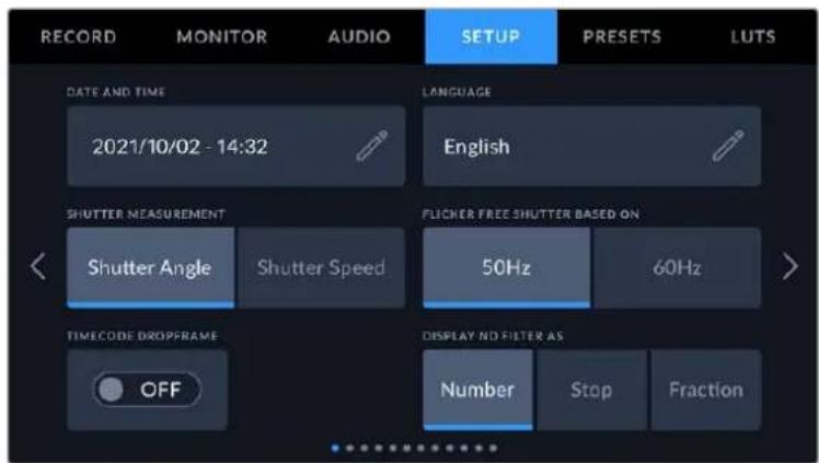 Blackmagic Design URSA Broadcast G2 - Setup Settings Page 1 - 1