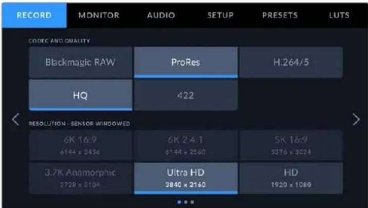 Blackmagic Design URSA Broadcast G2 - Record Settings 1 - 1