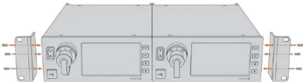 Blackmagic Design URSA Broadcast G2 - Preparing two Blackmagic Studio Fiber Converters for side by side installation into a rack: - 4