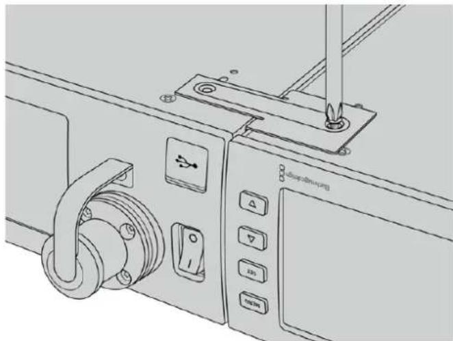 Blackmagic Design URSA Broadcast G2 - Preparing two Blackmagic Studio Fiber Converters for side by side installation into a rack: - 3