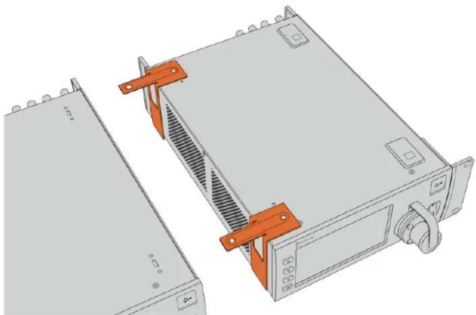Blackmagic Design URSA Broadcast G2 - Preparing two Blackmagic Studio Fiber Converters for side by side installation into a rack: - 2
