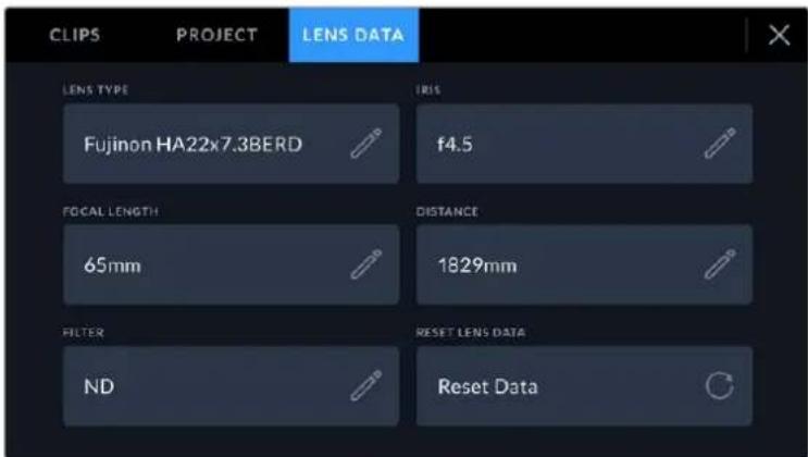 Blackmagic Design URSA Broadcast G2 - Lens Data - 1