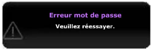 Erreur mot de passe Veuillez réessayer.