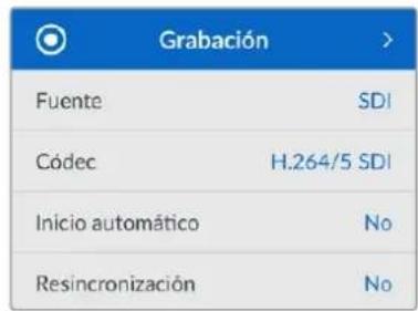 Blackmagic Design HyperDeck Studio HD Pro - Menu Grabación - 1