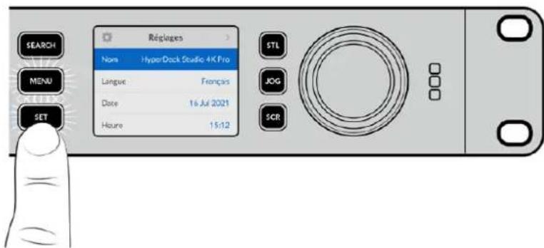 Blackmagic Design HyperDeck Studio HD Pro - Utiliser les menus à l'écran - 3