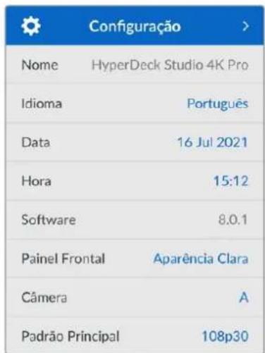 Blackmagic Design HyperDeck Studio HD Pro - Menu Configurações - 1