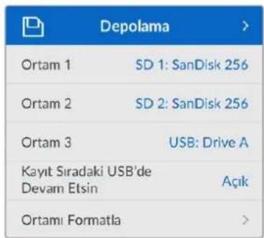 Blackmagic Design HyperDeck Studio HD Pro - Depolama Menusu - 1