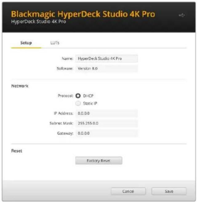 Blackmagic Design HyperDeck Studio HD Pro - Pour utiliser l'HyperDeck Setup : - 1