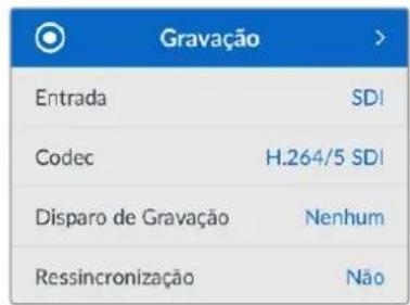 Blackmagic Design HyperDeck Studio HD Pro - Menu Gravacao - 1