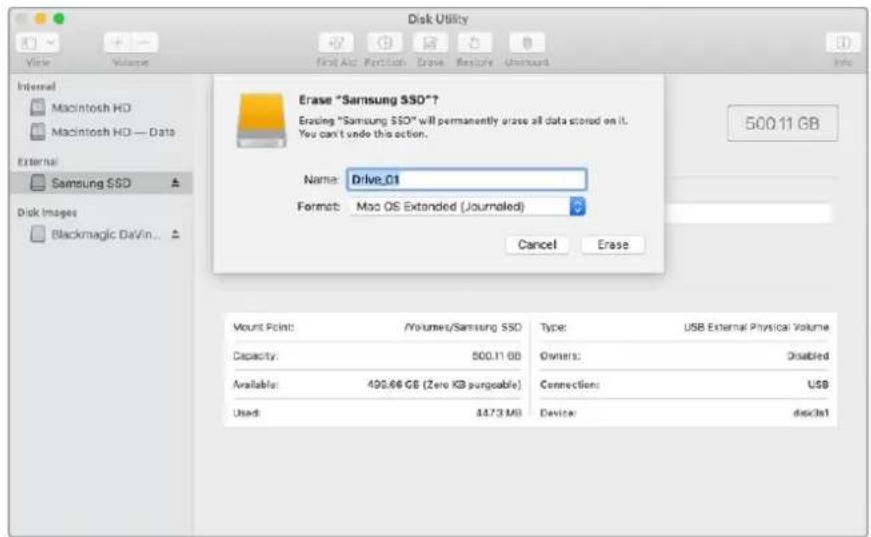 Blackmagic Design HyperDeck Studio HD Pro - Formater un support sur un ordinateur Mac - 1