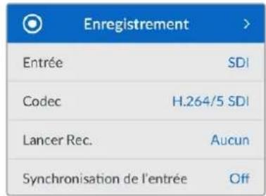 Blackmagic Design HyperDeck Studio HD Pro - Menu Enregistrement - 1