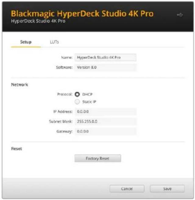 Blackmagic Design HyperDeck Studio HD Mini - Ventana de configuración - 1