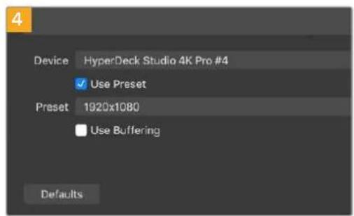 Blackmagic Design HyperDeck Studio HD Mini - Régler la source webcam - 4