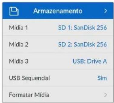 Blackmagic Design HyperDeck Studio HD Mini - Menu Armazenamento - 1