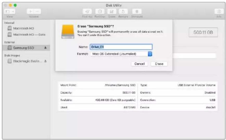 Blackmagic Design HyperDeck Studio 4K Pro - Mac 컴퓨터를 이용하여 미디어 포맷하기 - 1