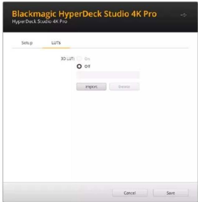 Blackmagic Design HyperDeck Studio 4K Pro - LUT选项卡 - 1