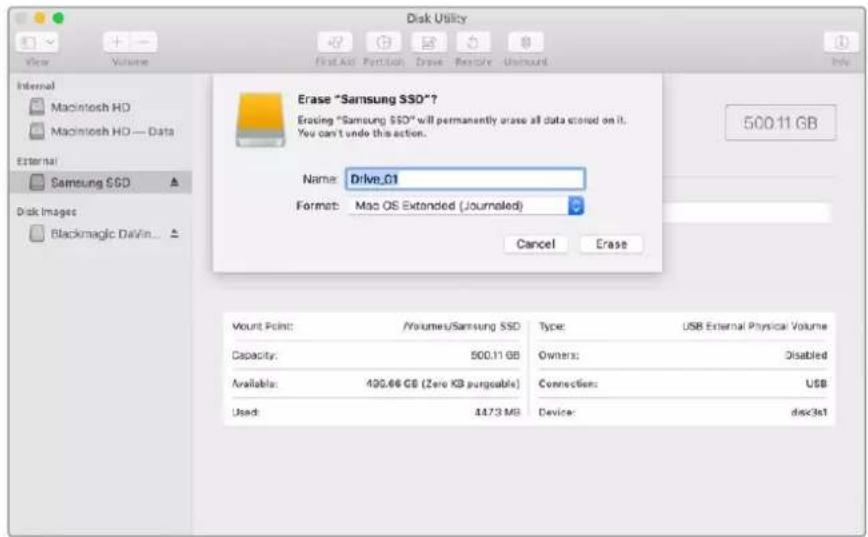 Blackmagic Design HyperDeck Studio 4K Pro - Formater un support sur un ordinateur Mac - 1