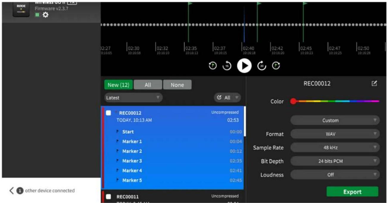 Røde Wireless GO II - Direct WAV Export - 1