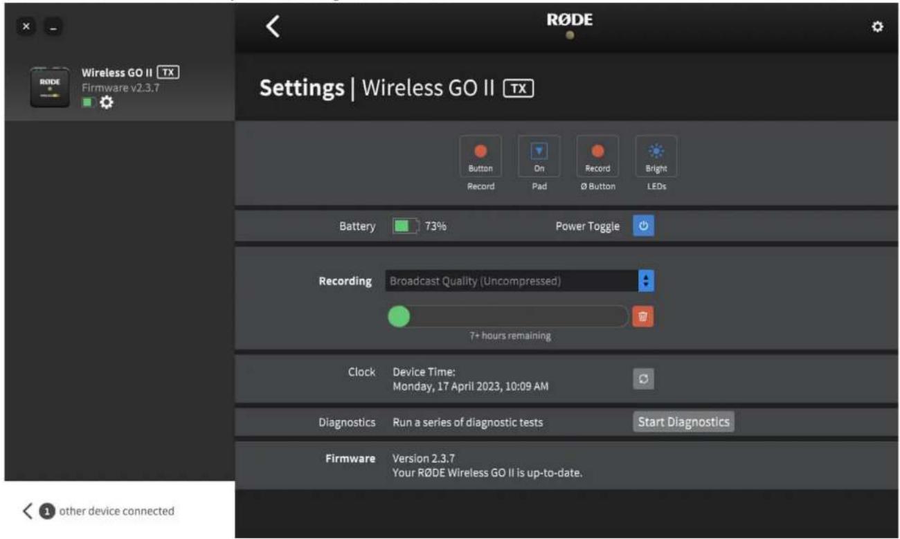 Røde Wireless GO II - Configuring the Recording Mode - 1