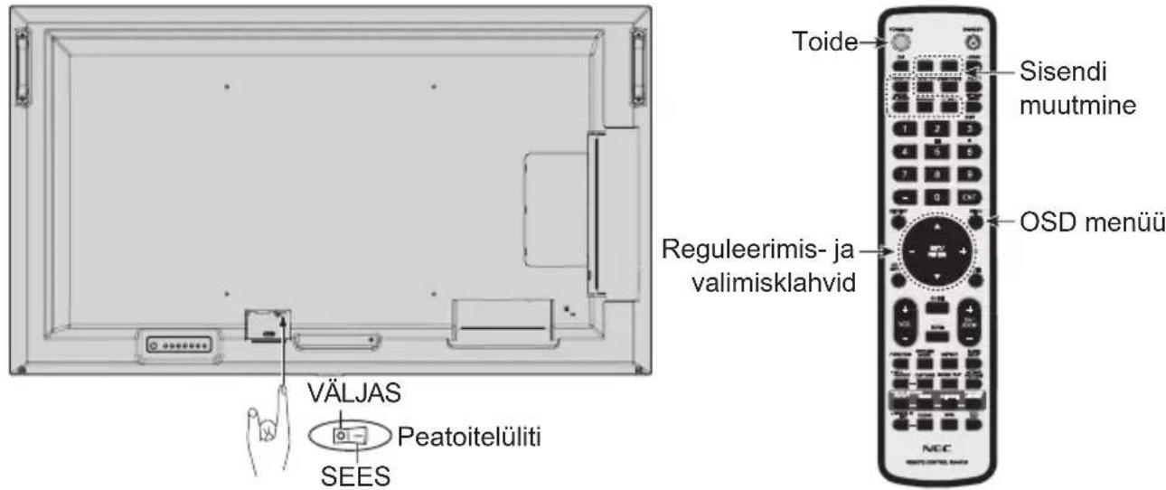 NEC MultiSync ME551 - Kuvari ja välisseadme toite sisselulitamine - 1