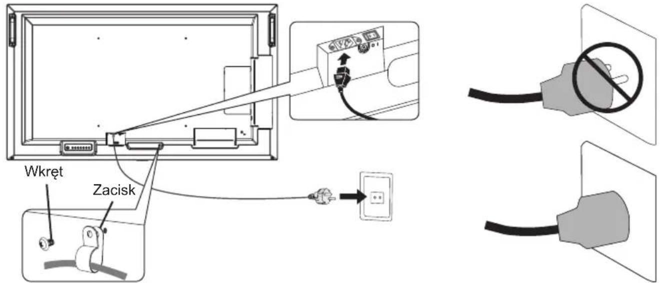 NEC MultiSync ME551 - Podłuczanie dostarczonego przyzewodu zasilajęcego - 1
