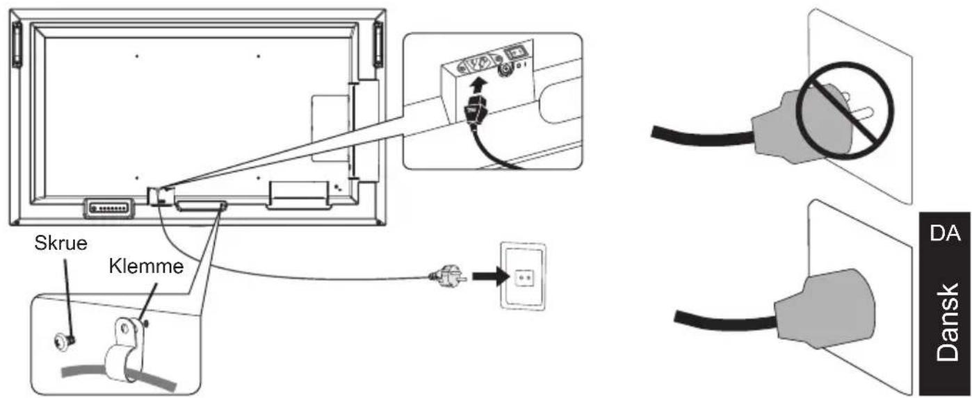 NEC MultiSync ME551 - Tilslut den medfølgende strømledning - 1