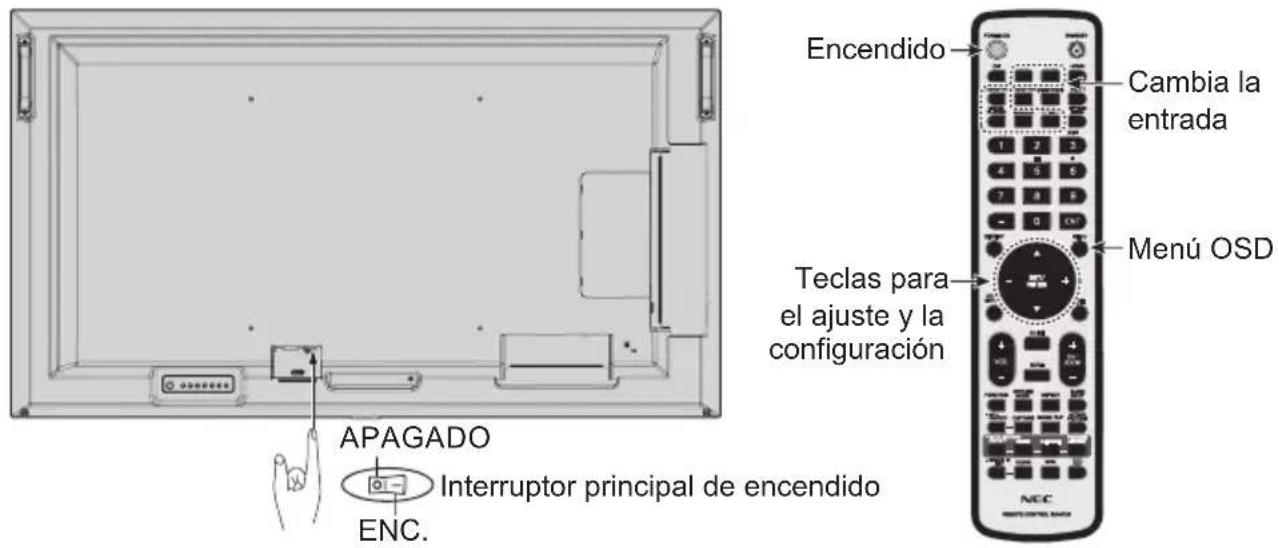 NEC MultiSync ME551 - Encienda el monitor y los equipos externos - 1
