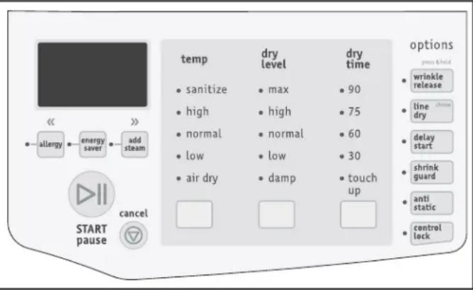 FRIGIDAIRE FASG7074NA - Options de cycles - 2