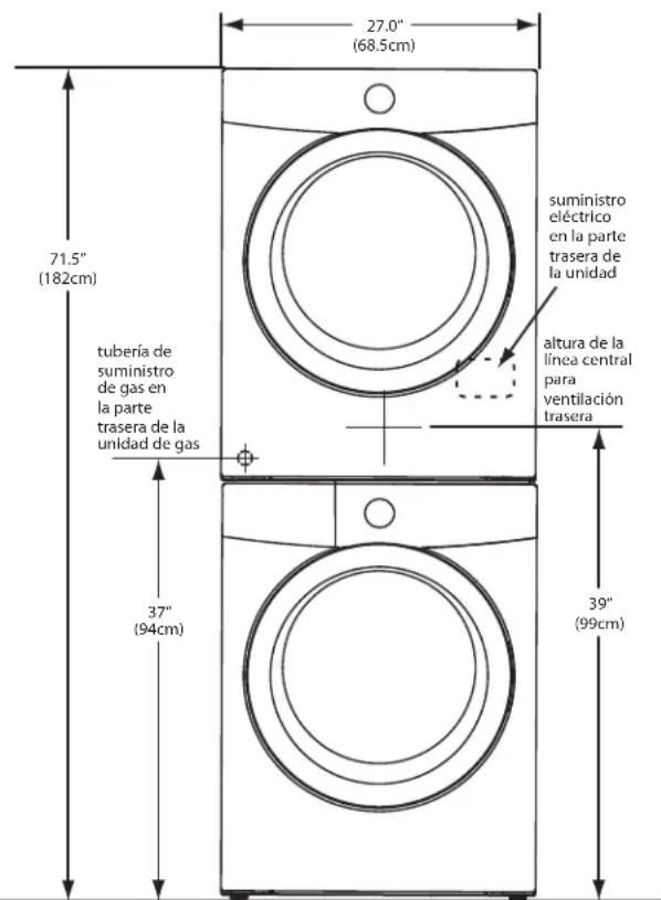 FRIGIDAIRE FAQG7111LW - DIMENSIONES DE LA SECADEORA INSTALADA - 4
