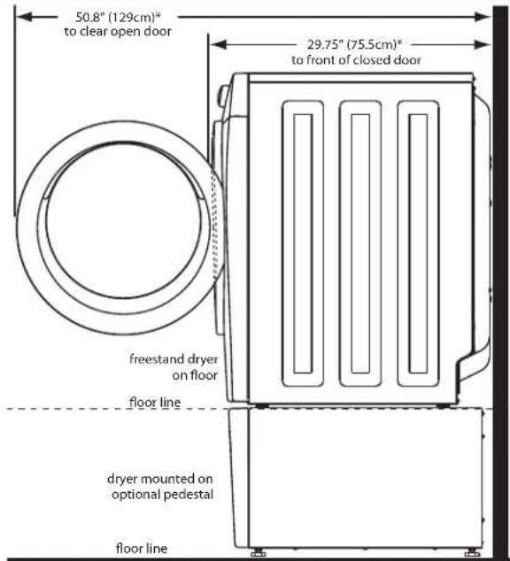 FRIGIDAIRE FAQG7111LW - INSTALLED DIMENSIONS - 1