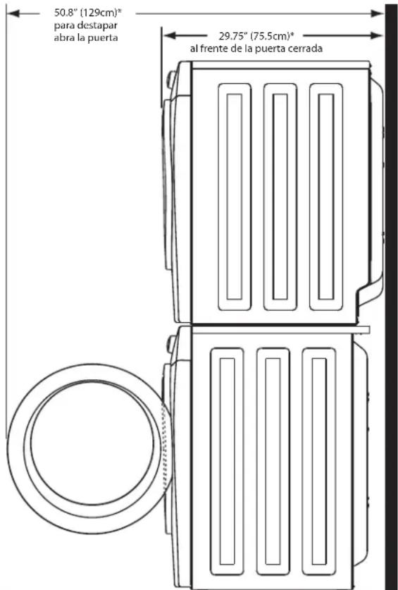 FRIGIDAIRE FAQG7111LW - DIMENSIONES DE LA SECADEORA INSTALADA - 3
