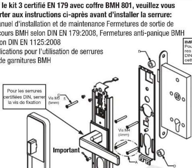 KABA Confidant RFID Kit 2 - le kit 3 certifié EN 179 avec coffre BMH 801, veuillez vous ter aux instructions ci-après avant d'installer la serrure: - 1