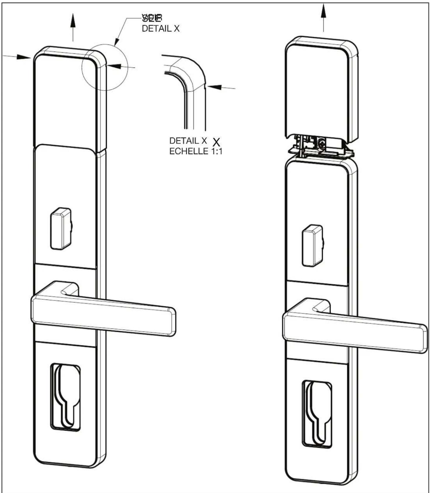 KABA Confidant RFID Kit 2 - Annexe D · Retirer le couvercle du boîtier Bluetooth / Messenger - 1