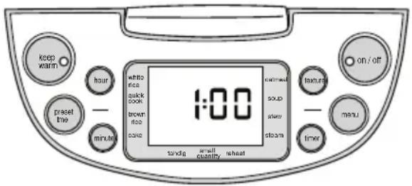 FRIGIDAIRE FPRC10D7NW - Réglage du panneau de contrôle sur le cuiseur à riz - 1