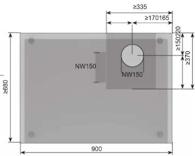 ≥335 ≥170165 ≥150220 ≥370 ≥680 NW150 NW150 900